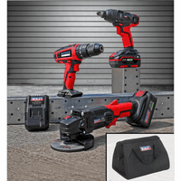 Sealey CP20VCOMBO1 20V Cordless 13mm Hammer Drill/1/2"Sq Drive Impact Wrench/??115mm Angle Grinder Combo Kit