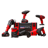 Sealey CP20VCOMBO2 20V Cordless Hammer Drill/Impact Wrench/Angle Grinder/Recipricating Saw Combo Kit