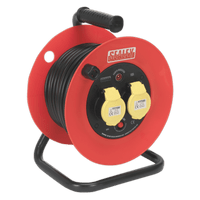 Sealey CR12515 Cable Reel 25m 2 x 110V 1.5mm² Heavy-Duty Thermal Trip