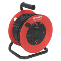 Sealey CR22525 Cable Reel 25m 4 x 230V 2.5mm² Heavy-Duty Thermal Trip