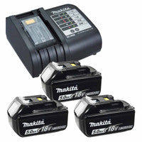 Makita DC18SD 14.4-18V Charger with 3 x 5.0Ah Batteries