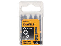 DeWalt Impact Torsion Bits PZ2 50mm (5 Pack)