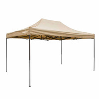 Dellonda DG134 Premium 3 x 4.5m Pop-Up Gazebo, Heavy Duty, PVC Coated, Water Resistant Fabric, Supplied with Carry Bag, Rope, Stakes & Weight Bags - Beige Canopy