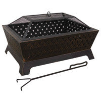 Dellonda DG44 35" Rectangular Outdoor Fire Pit (Antique Bronze)