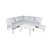 Dellonda DG53 Kyoto White 3-Piece Outdoor Corner Sofa & Coffee Table Set