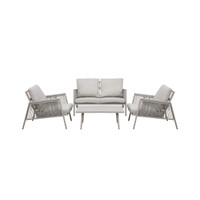 Dellonda DG56 Fusion Aluminium 4-Piece Outdoor Sofa, Armchairs & Coffee Table Set