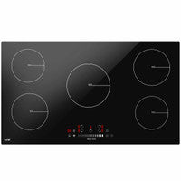 Baridi DH180 90cm Built-In Induction Hob with 5 Cooking Zones, 9300W, Boost Function, 9 Power Levels, Slider Touch Control, Hardwired