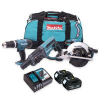 Makita DLX2025T34 18V 3 Piece Kit with 2x 5.0Ah Batteries