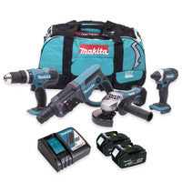 Makita DLX2025T41 18V 4 Piece Kit with 2x 5.0Ah Batteries