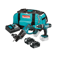 Makita DLX2025T 18V LXT Cordless Hammer SDS+ & Combi Drill Twin Kit with 2x 5.0Ah Batteries