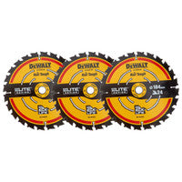 DeWalt DT10302-QZ Elite Series Circular Saw Blade 184mm x 16mm 24T (3 Pack)