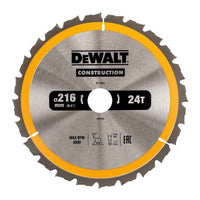 DeWalt DT1952-QZ Stationary Construction Circular Saw Blade 216mm x 30mm 24T