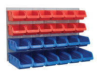 Faithfull FAIPAN24 24 Plastic Storage Bins with Metal Wall Panel
