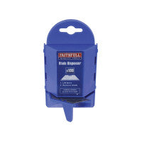 Faithfull FAITKB100 Heavy-Duty Trimming Knife Blades (Box 100) in safe storage dispenser