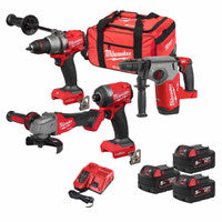 Milwaukee M18ONEPP4A3-503B 18V Fuel„¢ One-Key„¢ 4 Piece Tool Kit with 3x 5.0Ah Batteries