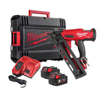 Milwaukee M18FN15GA-502X 18V Fuel 15 Ga Angled Second Fix Finish Nailer with 2x 5.0Ah Batteries