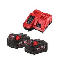 Milwaukee M12-18 FC Rapid Charger & 2x 18V 4.0Ah Batteries