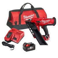 Milwaukee M18FFN-401X 18V Fuel First Fix Angled Nail Gun with 1x 4.0Ah Battery