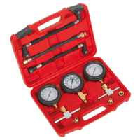 Sealey MS100 Motorcycle Compression & Fuel Pressure Gauge Set 3pc