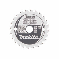 Makita B-33819 TCT Specialised Circular Saw Blade 85mm x 15mm x 24T