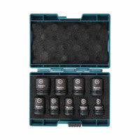 Makita E-16564 1/2 Inch Square Drive Impact Socket Set with Case, Black (9 Pieces)