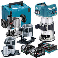 Makita RT001GZ16 40V Max XGT 1/4" & 3/8" Trimmer with 2x 2.5Ah Batteries & 3x Trimmer Bases