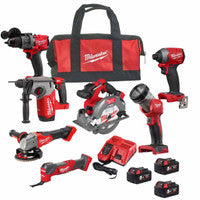 Milwaukee M18FPP7A3-503B 18V 7 Piece Power Tool Kit with 3x 5.0Ah Batteries