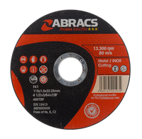 Abracs Proflex Extra Thin Cutting Discs 115mm x 1.6mm x 22mm - 10 Pack