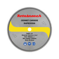 Rotabroach RAPB355SS 355mm x 25.4mm 122T Raptor Stainless Steel Cutting TCT Dry Cut Blade