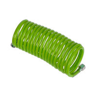 Sealey SA335G PE Coiled Air Hose 5m x 5mm with 1/4"BSP Unions - Green