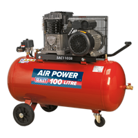 Sealey SAC1103B Compressor 100L Belt Drive 3hp with Cast Cylinders & Wheels