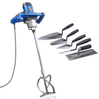 Hyundai HYPM1600E 1600W Electric Paddle Mixer with 5 Piece Trowel Set 230V/240V