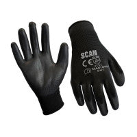 Scan SCAGLOPU240 Black PU Coated Gloves - L (Size 9) (240 Pairs)